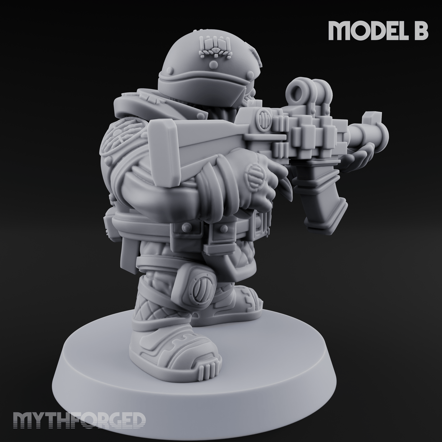 Both Barrels Blazing Space Dwarf Soldiers B Miniature for Dungeons and Dragons, Pathfinder or other TTRPGs