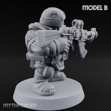 Both Barrels Blazing Space Dwarf Soldiers B Miniature for Dungeons and Dragons, Pathfinder or other TTRPGs