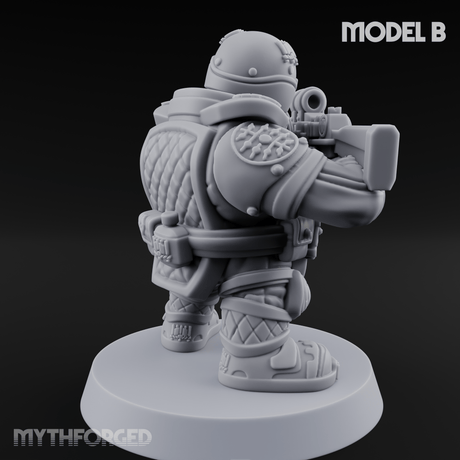Both Barrels Blazing Space Dwarf Soldiers B Miniature for Dungeons and Dragons, Pathfinder or other TTRPGs