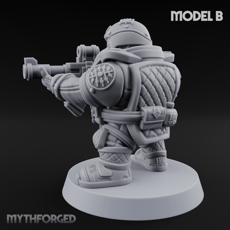 Both Barrels Blazing Space Dwarf Soldiers B Miniature for Dungeons and Dragons, Pathfinder or other TTRPGs