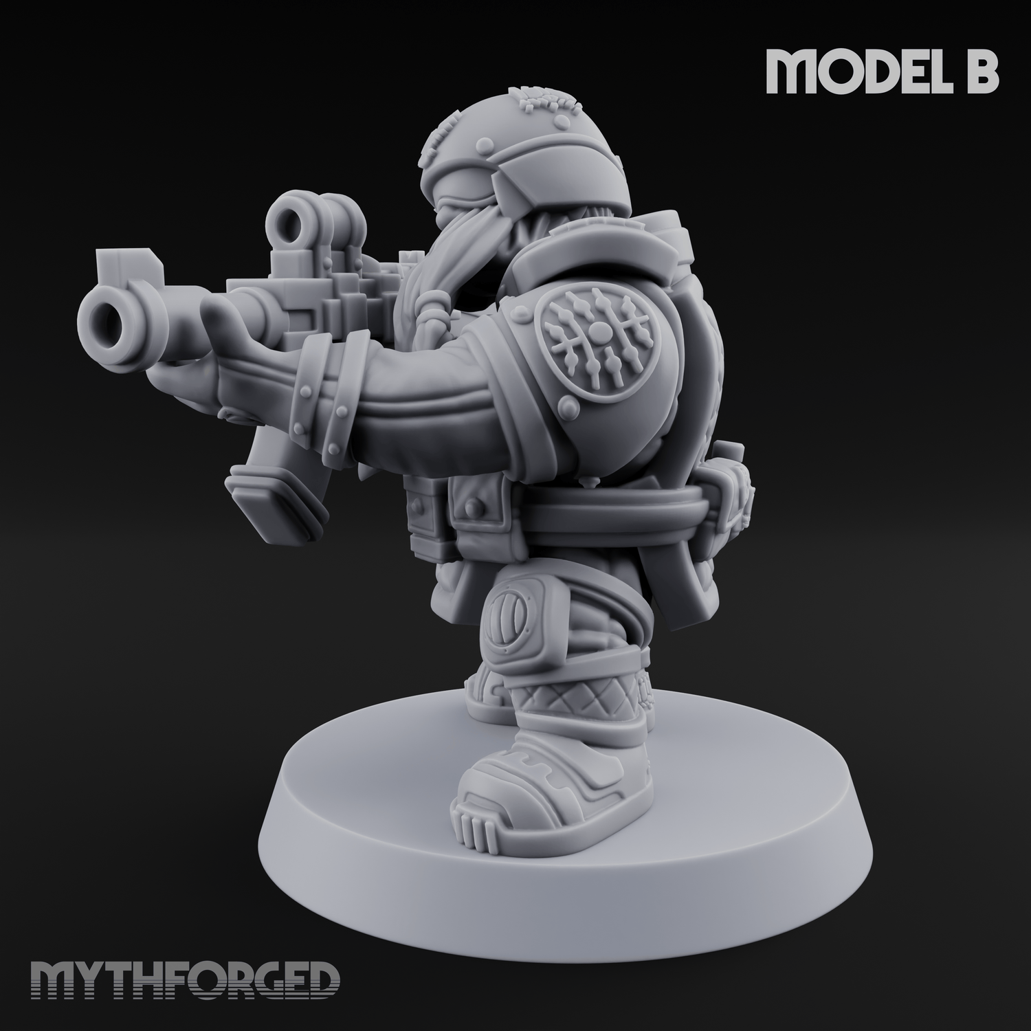 Both Barrels Blazing Space Dwarf Soldiers B Miniature for Dungeons and Dragons, Pathfinder or other TTRPGs