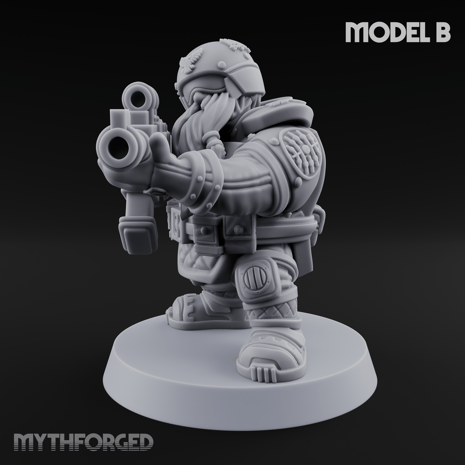 Both Barrels Blazing Space Dwarf Soldiers B Miniature for Dungeons and Dragons, Pathfinder or other TTRPGs