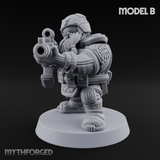 Both Barrels Blazing Space Dwarf Soldiers B Miniature for Dungeons and Dragons, Pathfinder or other TTRPGs