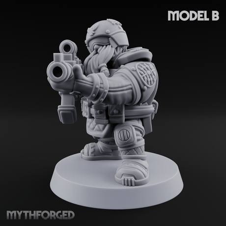 Both Barrels Blazing Space Dwarf Soldiers B Miniature for Dungeons and Dragons, Pathfinder or other TTRPGs