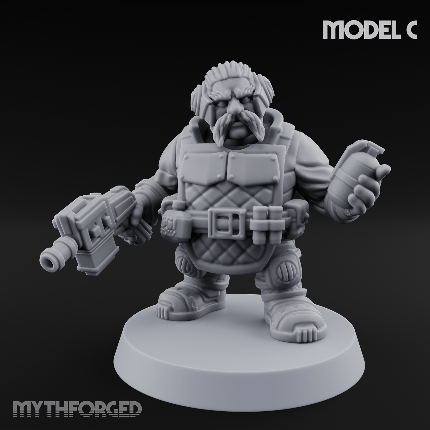 Both Barrels Blazing Space Dwarf Soldiers Miniature for Dungeons and Dragons, Pathfinder or other TTRPGs