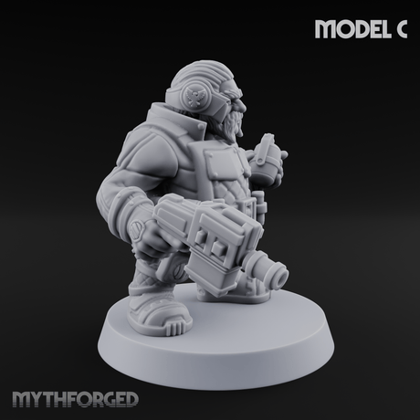 Both Barrels Blazing Space Dwarf Soldiers C Miniature for Dungeons and Dragons, Pathfinder or other TTRPGs