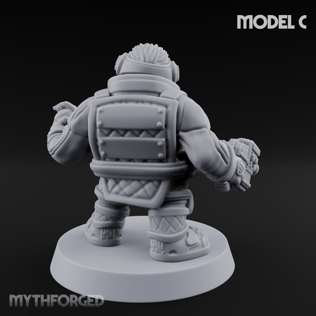Both Barrels Blazing Space Dwarf Soldiers C Miniature for Dungeons and Dragons, Pathfinder or other TTRPGs