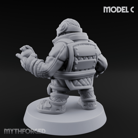 Both Barrels Blazing Space Dwarf Soldiers C Miniature for Dungeons and Dragons, Pathfinder or other TTRPGs