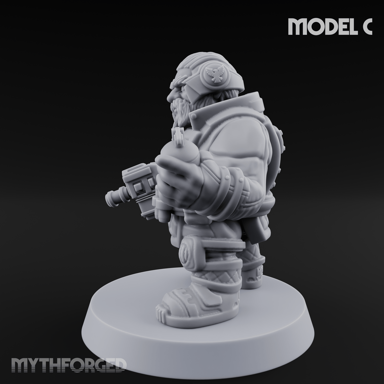 Both Barrels Blazing Space Dwarf Soldiers C Miniature for Dungeons and Dragons, Pathfinder or other TTRPGs