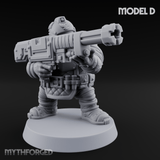 Both Barrels Blazing Space Dwarf Soldiers D Miniature for Dungeons and Dragons, Pathfinder or other TTRPGs