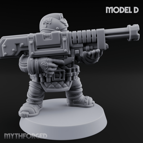 Both Barrels Blazing Space Dwarf Soldiers D Miniature for Dungeons and Dragons, Pathfinder or other TTRPGs