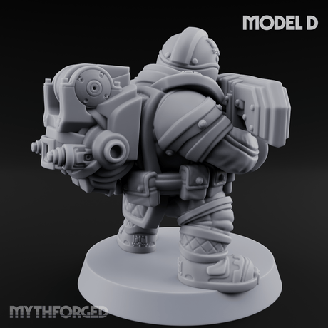 Both Barrels Blazing Space Dwarf Soldiers D Miniature for Dungeons and Dragons, Pathfinder or other TTRPGs