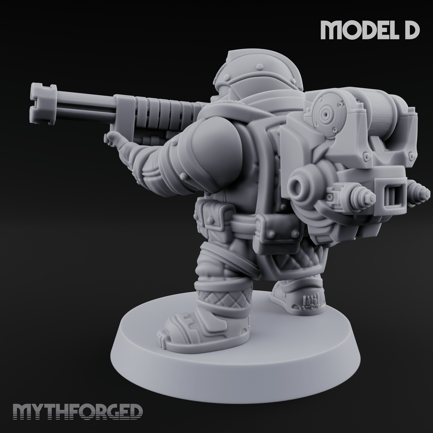 Both Barrels Blazing Space Dwarf Soldiers D Miniature for Dungeons and Dragons, Pathfinder or other TTRPGs