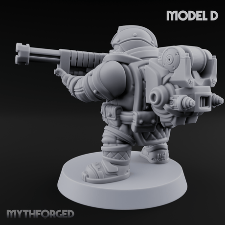 Both Barrels Blazing Space Dwarf Soldiers D Miniature for Dungeons and Dragons, Pathfinder or other TTRPGs