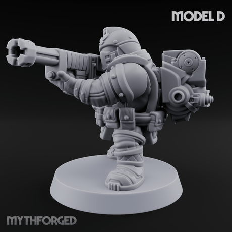 Both Barrels Blazing Space Dwarf Soldiers D Miniature for Dungeons and Dragons, Pathfinder or other TTRPGs