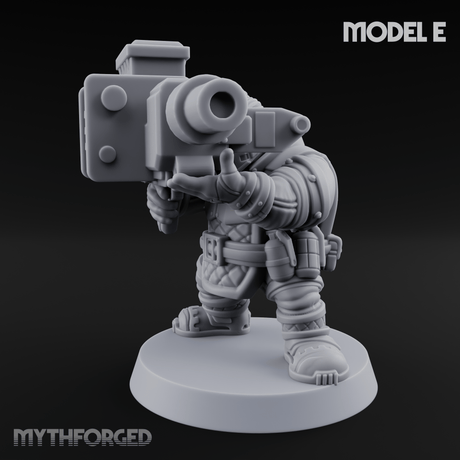 Both Barrels Blazing Space Dwarf Soldiers E Miniature for Dungeons and Dragons, Pathfinder or other TTRPGs