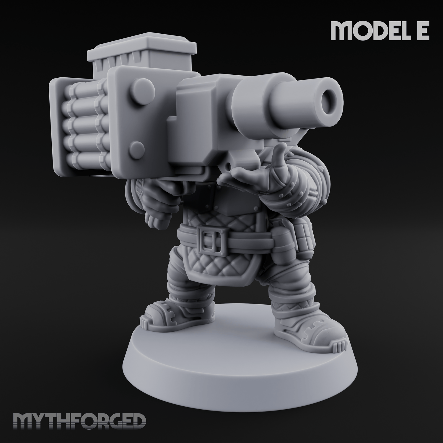 Both Barrels Blazing Space Dwarf Soldiers E Miniature for Dungeons and Dragons, Pathfinder or other TTRPGs