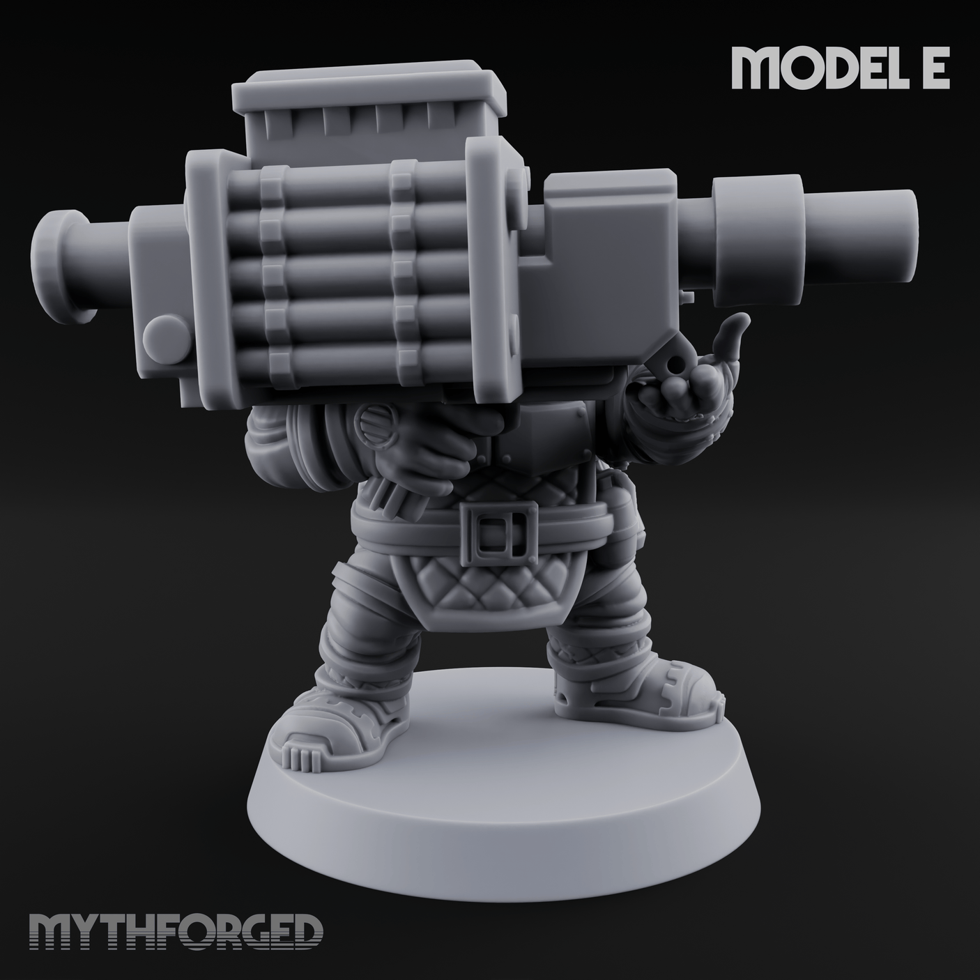 Both Barrels Blazing Space Dwarf Soldiers E Miniature for Dungeons and Dragons, Pathfinder or other TTRPGs