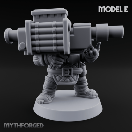 Both Barrels Blazing Space Dwarf Soldiers E Miniature for Dungeons and Dragons, Pathfinder or other TTRPGs