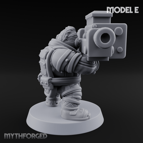 Both Barrels Blazing Space Dwarf Soldiers E Miniature for Dungeons and Dragons, Pathfinder or other TTRPGs