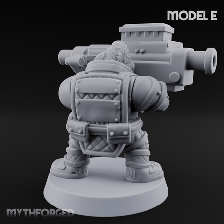 Both Barrels Blazing Space Dwarf Soldiers E Miniature for Dungeons and Dragons, Pathfinder or other TTRPGs