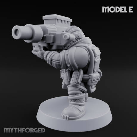 Both Barrels Blazing Space Dwarf Soldiers E Miniature for Dungeons and Dragons, Pathfinder or other TTRPGs