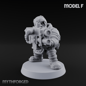 Both Barrels Blazing Space Dwarf Soldiers F Miniature for Dungeons and Dragons, Pathfinder or other TTRPGs