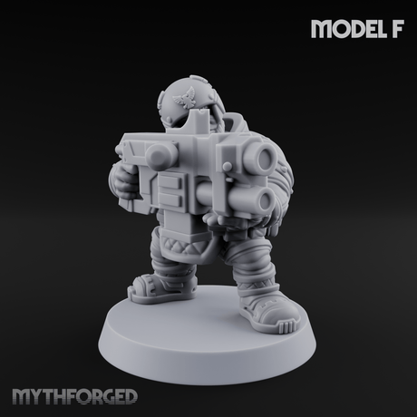 Both Barrels Blazing Space Dwarf Soldiers F Miniature for Dungeons and Dragons, Pathfinder or other TTRPGs