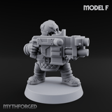 Both Barrels Blazing Space Dwarf Soldiers Miniature for Dungeons and Dragons, Pathfinder or other TTRPGs