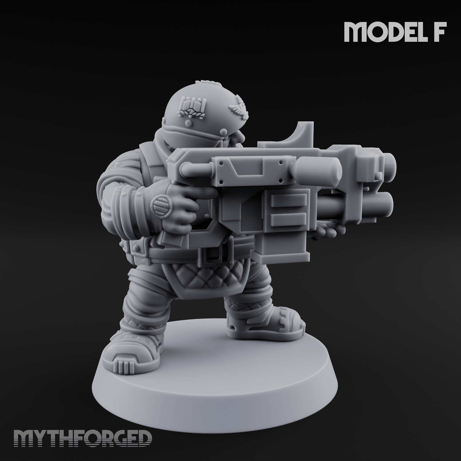Both Barrels Blazing Space Dwarf Soldiers F Miniature for Dungeons and Dragons, Pathfinder or other TTRPGs