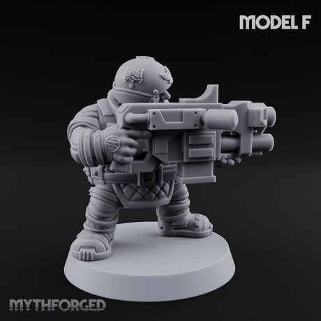 Both Barrels Blazing Space Dwarf Soldiers F Miniature for Dungeons and Dragons, Pathfinder or other TTRPGs