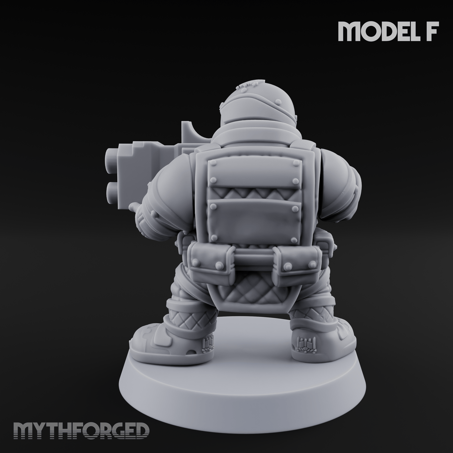 Both Barrels Blazing Space Dwarf Soldiers F Miniature for Dungeons and Dragons, Pathfinder or other TTRPGs