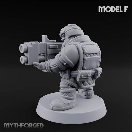 Both Barrels Blazing Space Dwarf Soldiers F Miniature for Dungeons and Dragons, Pathfinder or other TTRPGs