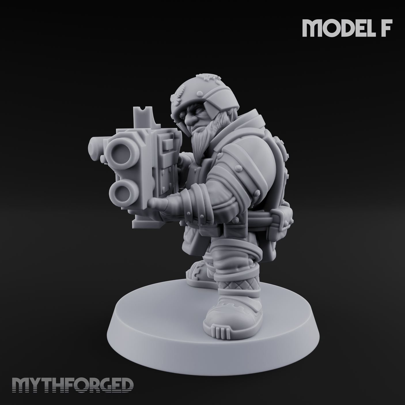 Both Barrels Blazing Space Dwarf Soldiers F Miniature for Dungeons and Dragons, Pathfinder or other TTRPGs