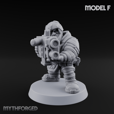 Both Barrels Blazing Space Dwarf Soldiers F Miniature for Dungeons and Dragons, Pathfinder or other TTRPGs
