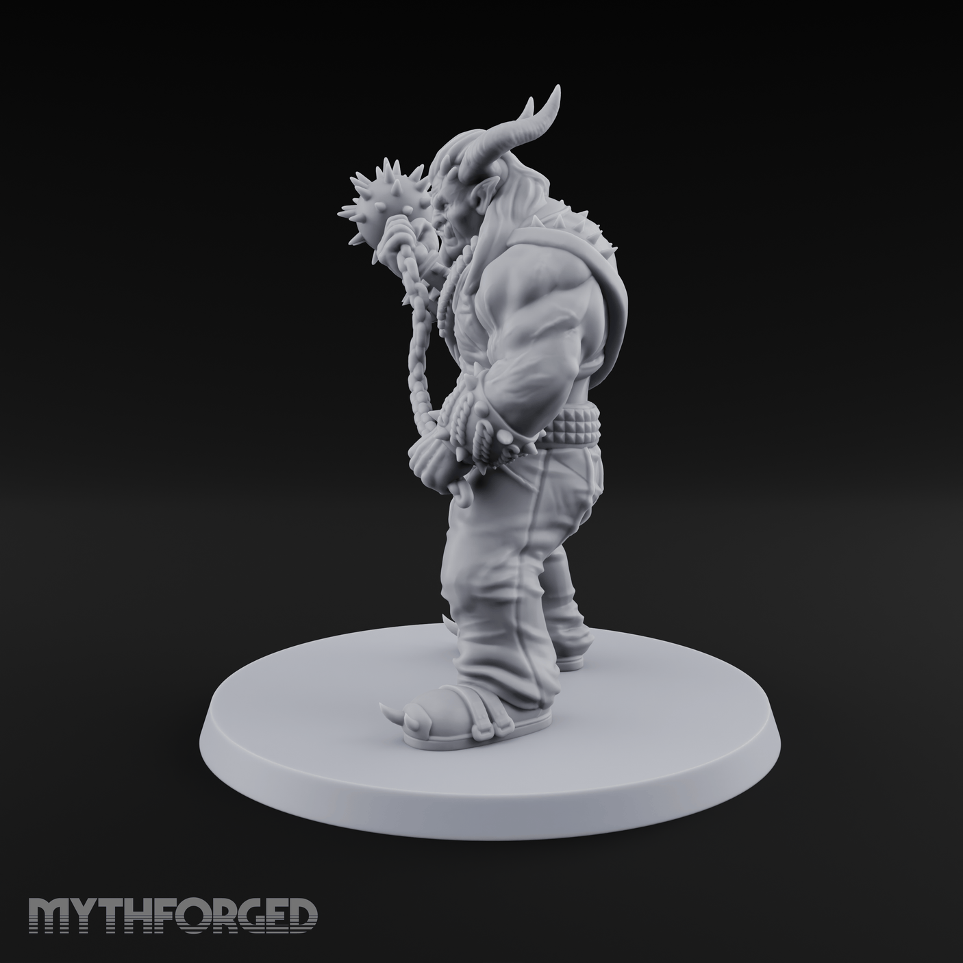 Spiked Mace Hoisting Troll Smasher Miniature for Dungeons and Dragons, Pathfinder or other TTRPGs