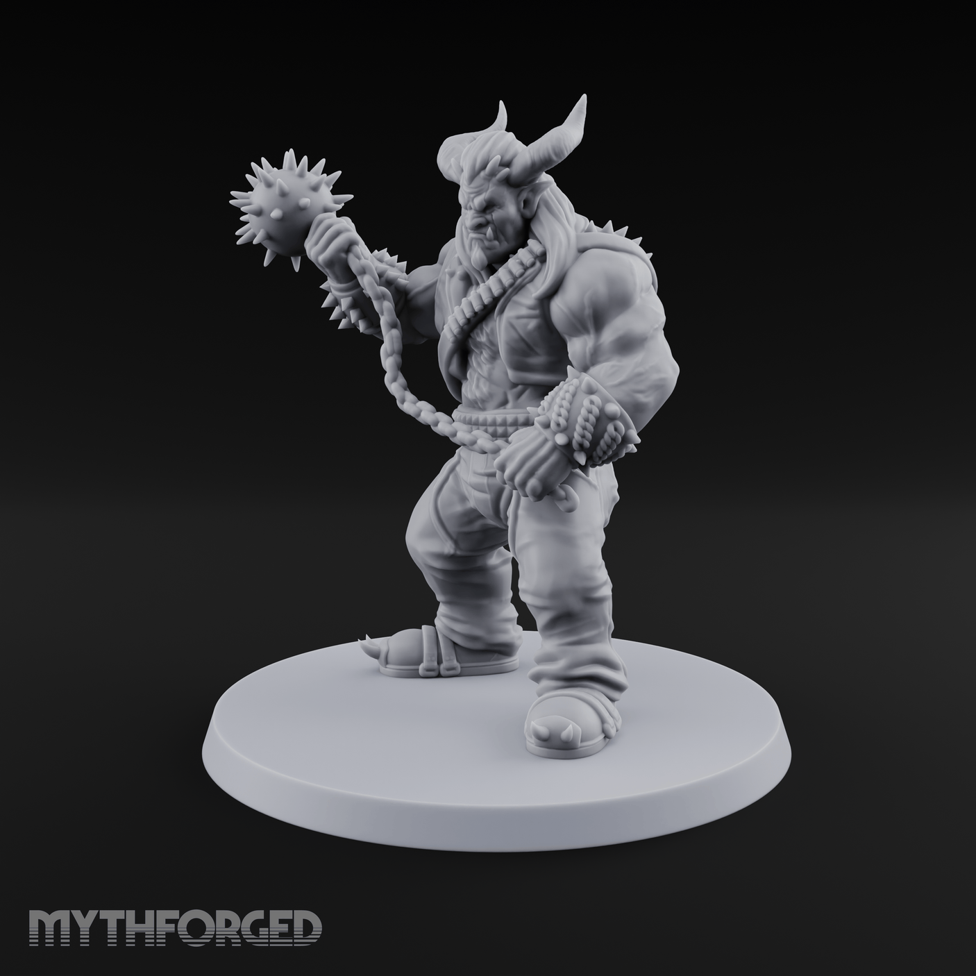 Spiked Mace Hoisting Troll Smasher Miniature for Dungeons and Dragons, Pathfinder or other TTRPGs