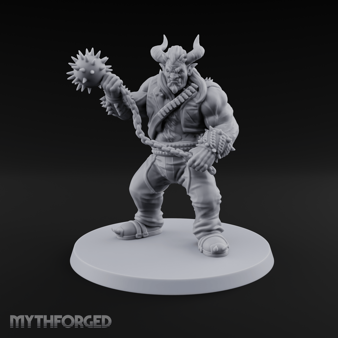 Spiked Mace Hoisting Troll Smasher Miniature for Dungeons and Dragons, Pathfinder or other TTRPGs