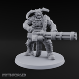 Gatling Gun Grinning Troll Gunner Miniature for Dungeons and Dragons, Pathfinder or other TTRPGs