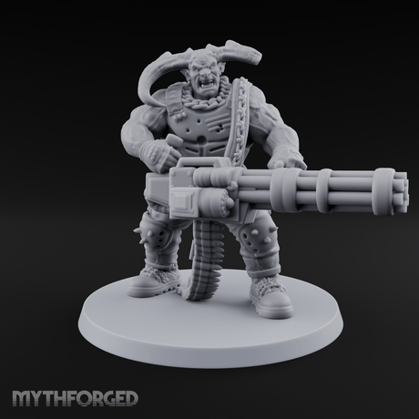 Gatling Gun Grinning Troll Gunner Miniature for Dungeons and Dragons, Pathfinder or other TTRPGs