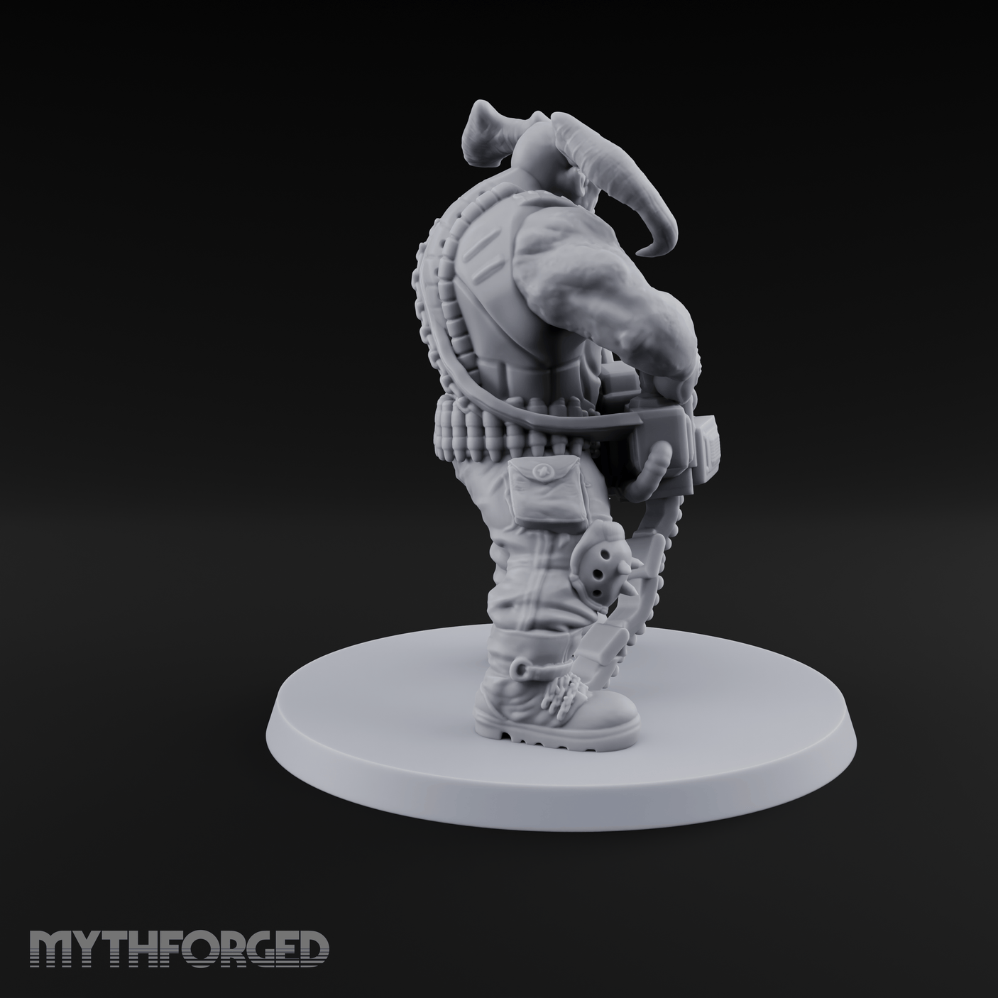 Gatling Gun Grinning Troll Gunner Miniature for Dungeons and Dragons, Pathfinder or other TTRPGs