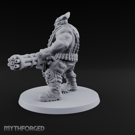 Gatling Gun Grinning Troll Gunner Miniature for Dungeons and Dragons, Pathfinder or other TTRPGs