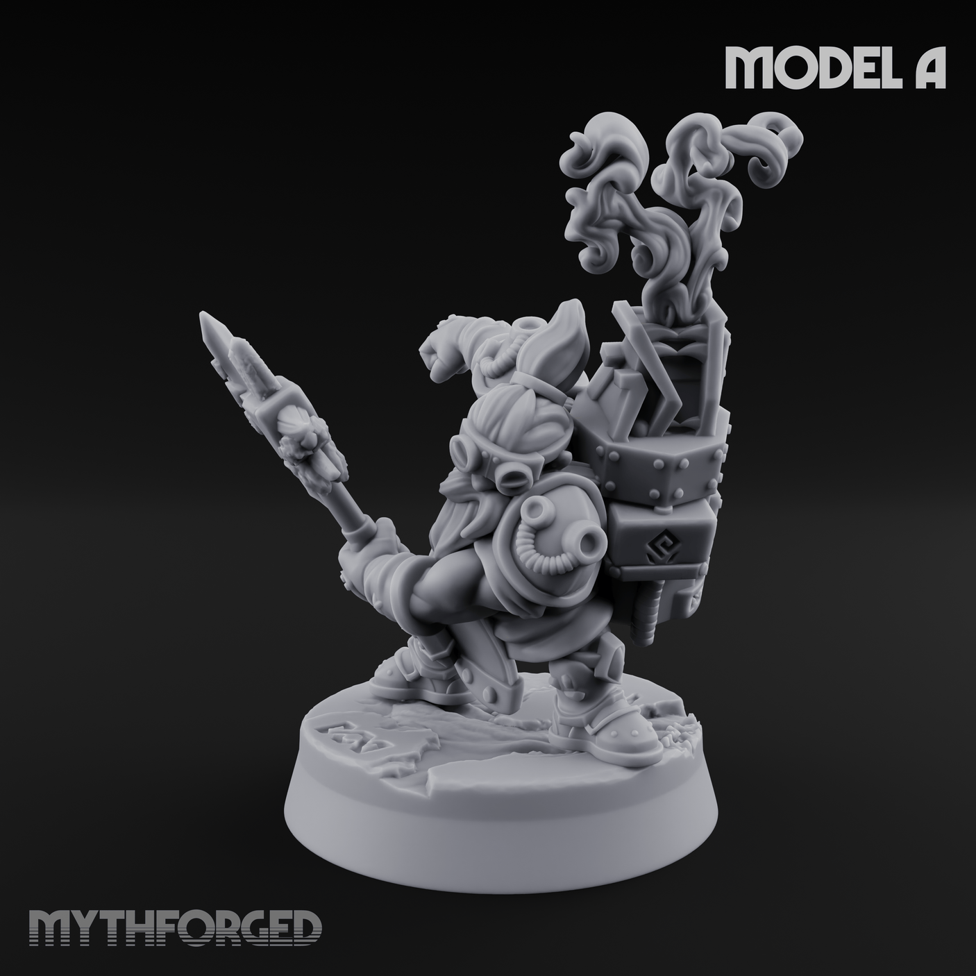 Smoke Venting Dwarf Gadgeteer A Miniature for Dungeons and Dragons, Pathfinder or other TTRPGs