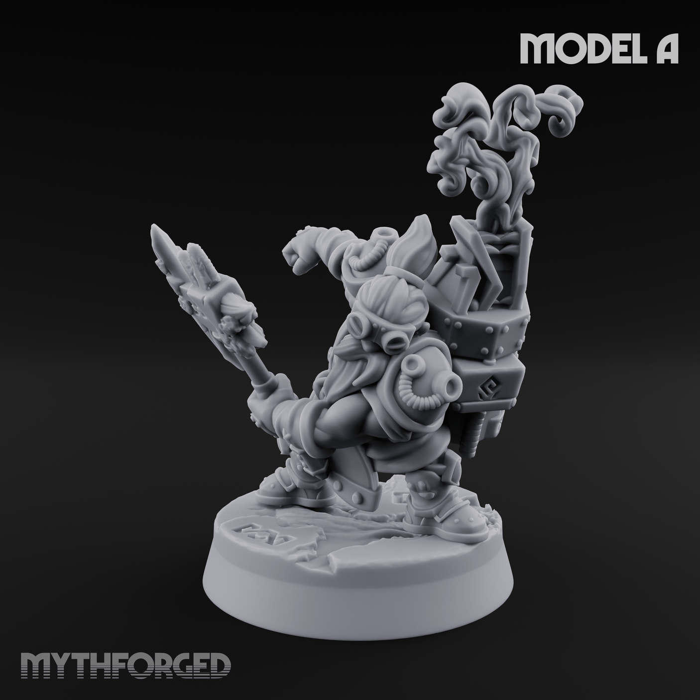 Smoke Venting Dwarf Gadgeteer Miniature for Dungeons and Dragons, Pathfinder or other TTRPGs