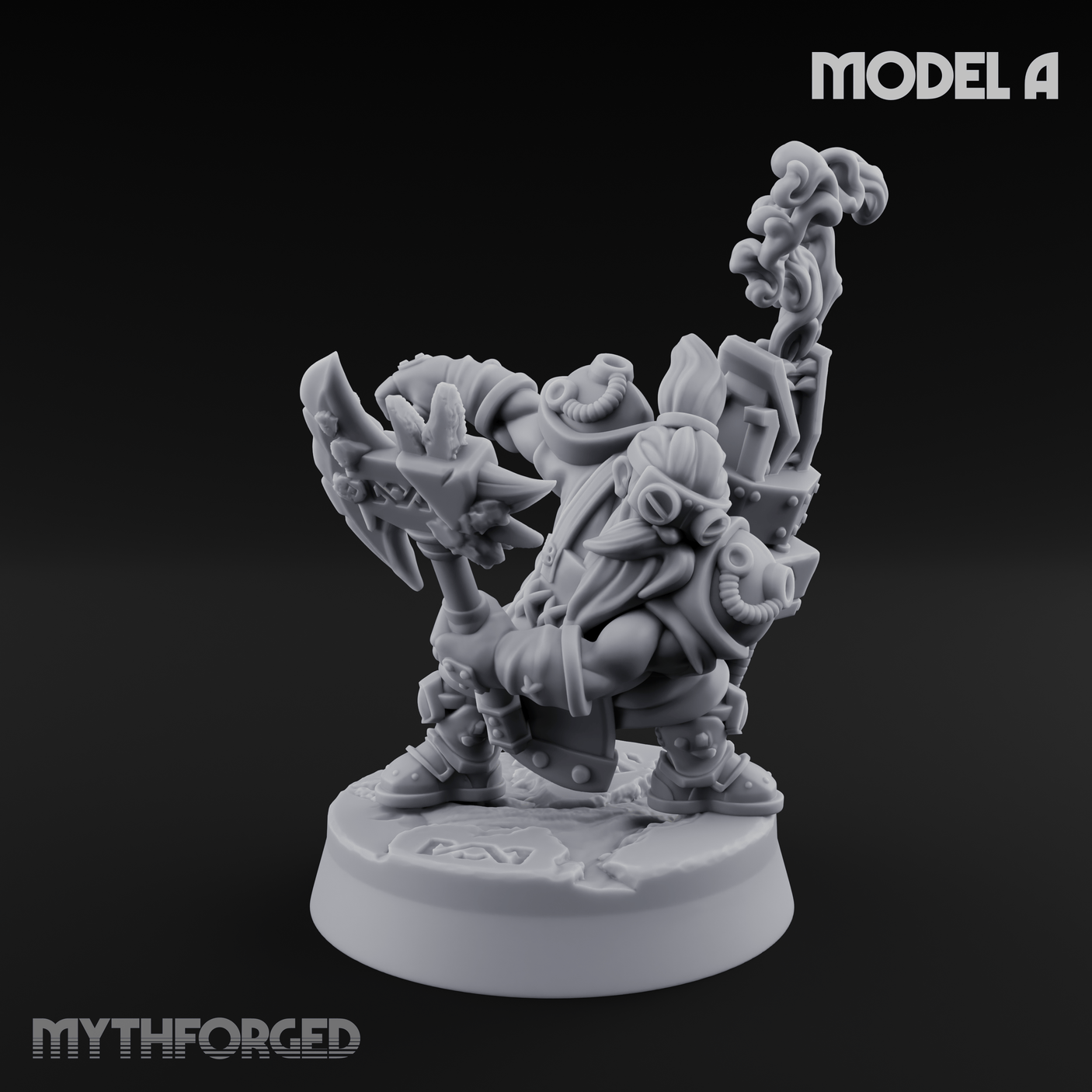 Smoke Venting Dwarf Gadgeteer Miniature for Dungeons and Dragons, Pathfinder or other TTRPGs