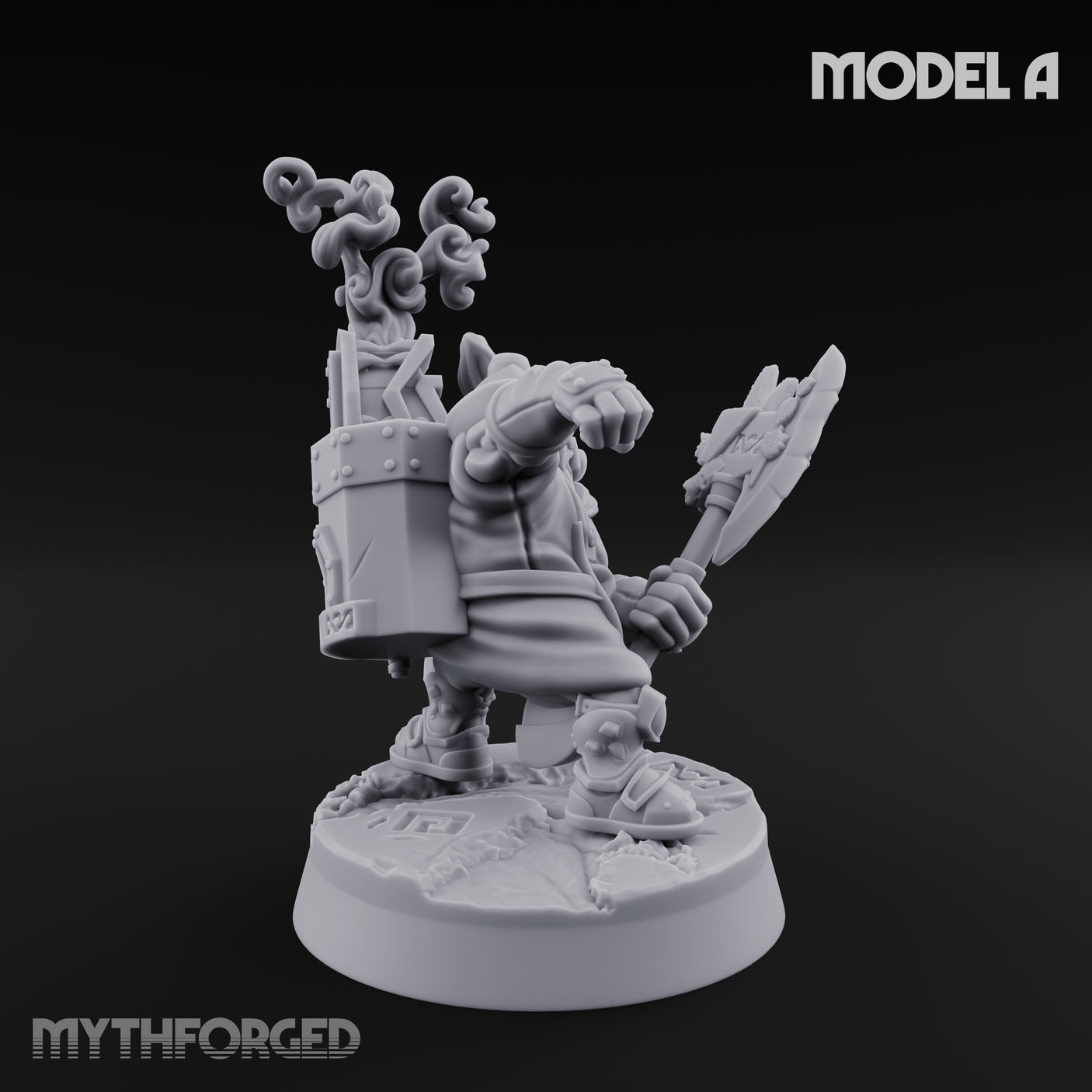 Smoke Venting Dwarf Gadgeteer A Miniature for Dungeons and Dragons, Pathfinder or other TTRPGs