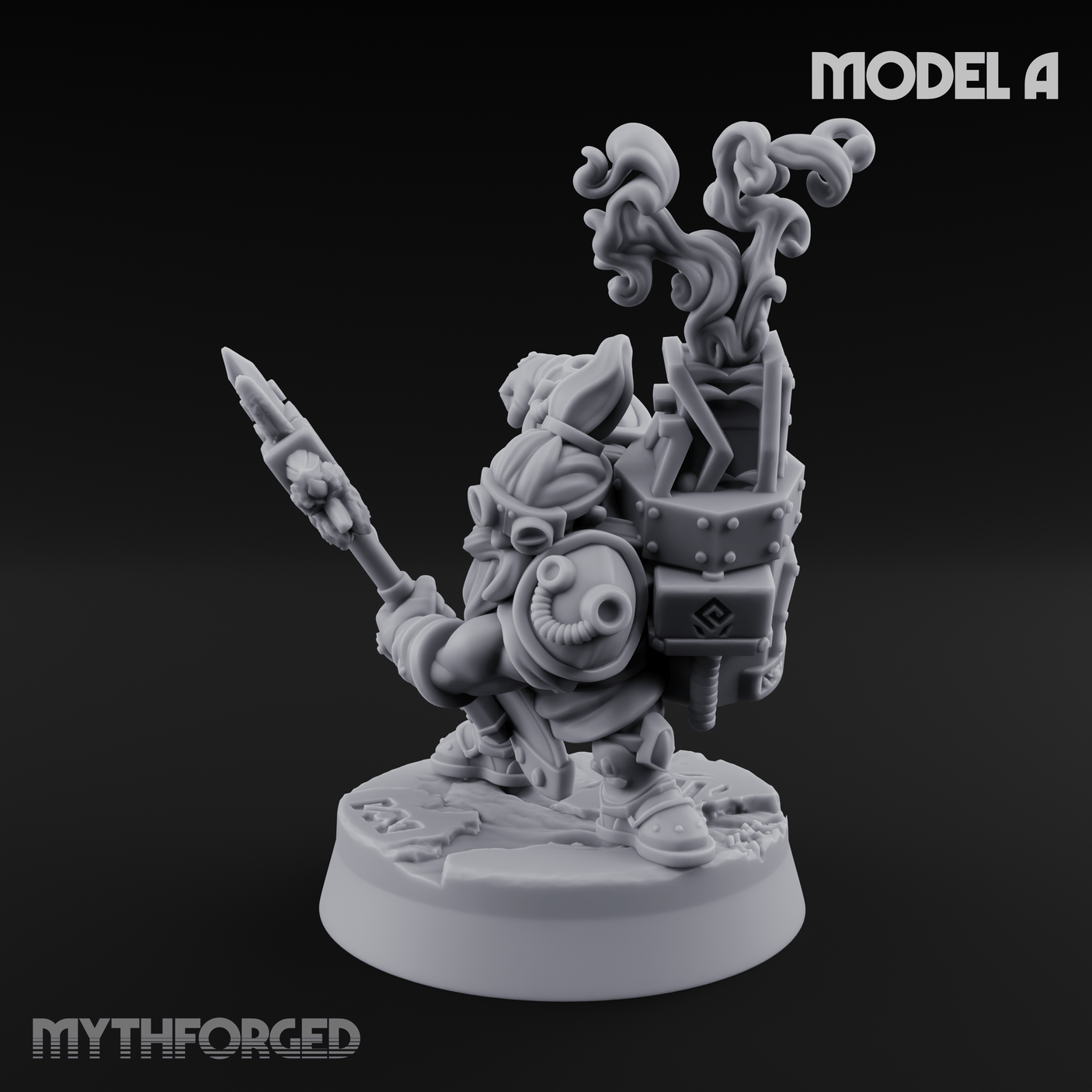 Smoke Venting Dwarf Gadgeteer A Miniature for Dungeons and Dragons, Pathfinder or other TTRPGs