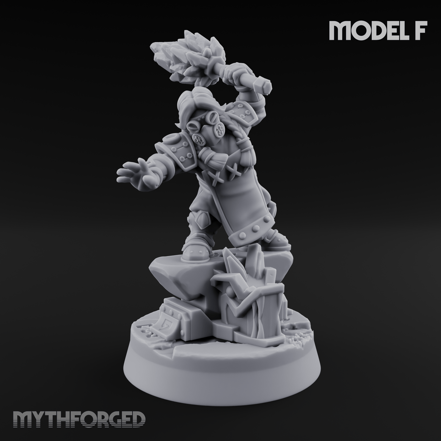 Smoke Venting Dwarf Gadgeteer F Miniature for Dungeons and Dragons, Pathfinder or other TTRPGs