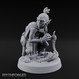 Crouching And Scheming Goblin Rogue Skulker Miniature for Dungeons and Dragons, Pathfinder or other TTRPGs