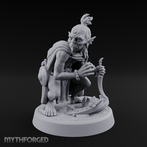 Crouching And Scheming Goblin Rogue Skulker Miniature for Dungeons and Dragons, Pathfinder or other TTRPGs